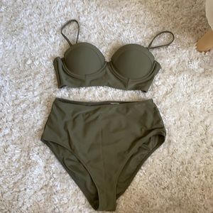 Forever 21 Olive colored High waisted bikini sz. M